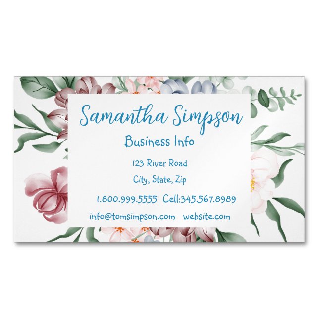 Tarjeta De Visita Magnética Flores acuáticas modernas y elegantes (Anverso)