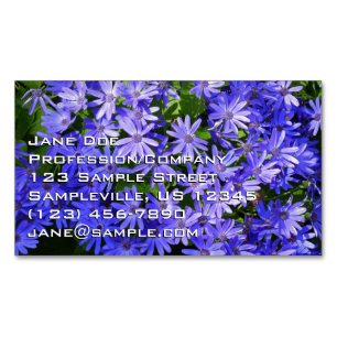 Tarjeta De Visita Magnética Flores Azules Semejantes a Margaritas Fotografía d
