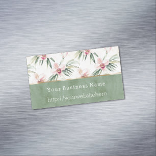 Tarjeta De Visita Magnética Flores Orquídea Rosa Verde nombre de empresa sitio