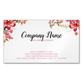 Tarjeta De Visita Magnética Flores Rosa Y Rojas