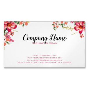 Tarjeta De Visita Magnética Flores Rosa Y Rojas