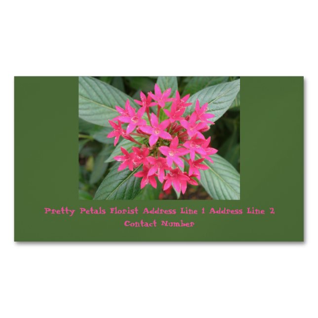 Tarjeta De Visita Magnética Flores tropicales rosadas brillantes personalizada (Anverso)