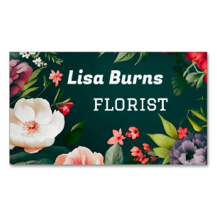 Tarjeta De Visita Magnética flores y follaje