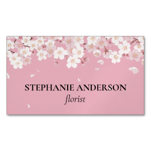 Tarjeta De Visita Magnética Florista de Acuarela Rosa Elegante