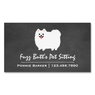 Tarjeta De Visita Magnética Fluffy White Pomeranian