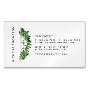 Tarjeta De Visita Magnética Follaje Verde Tropical