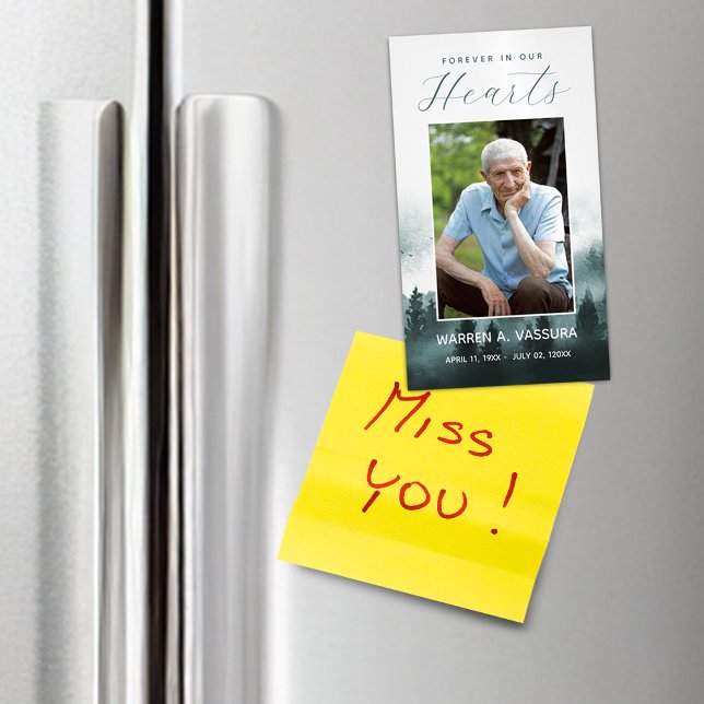 Tarjeta De Visita Magnética Forest Nature Funeral Memorial Prayer Photo (Forest Nature Funeral Memorial Prayer Photo Business Card Magnet)