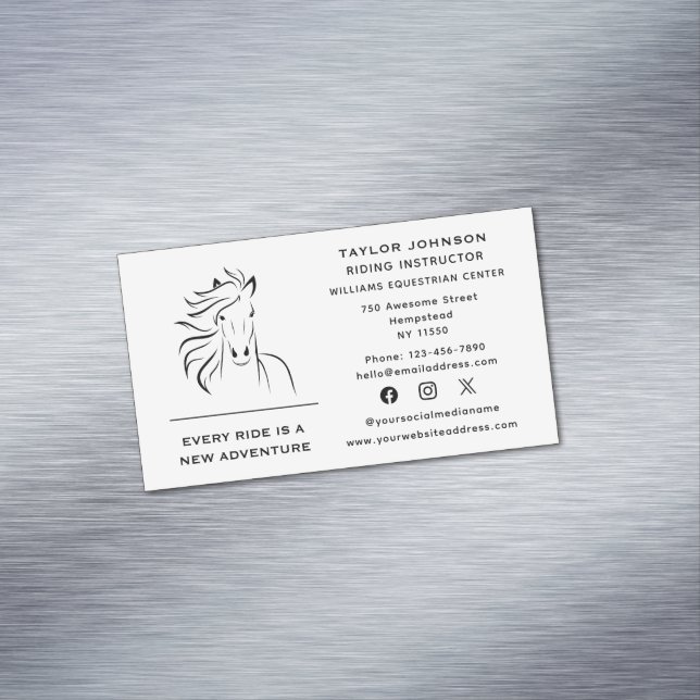 Tarjeta De Visita Magnética Formación ecuestre de caballos en medios sociales  (In Situ)