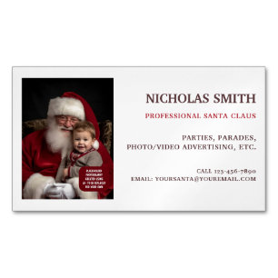 Tarjeta De Visita Magnética Foto de Papá Noel profesional