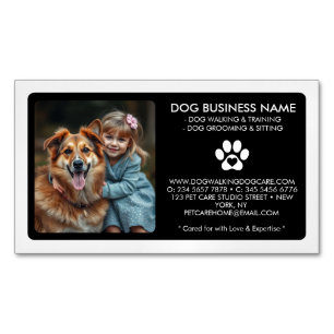 Tarjeta De Visita Magnética Foto personalizada de cuidado de mascotas en blanc