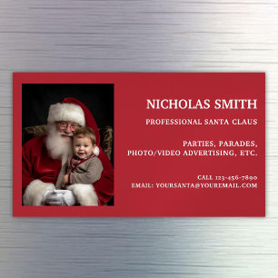 Tarjeta De Visita Magnética Foto profesional de Papá Noel en Navidad