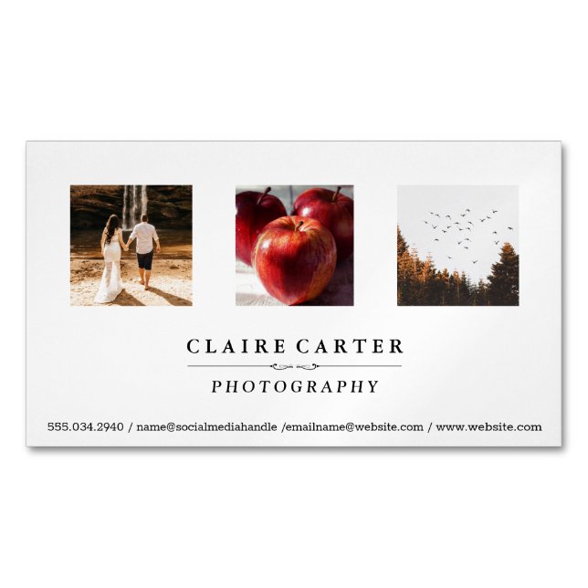 Tarjeta De Visita Magnética Fotografía | Cartera de fotógrafos (Anverso)