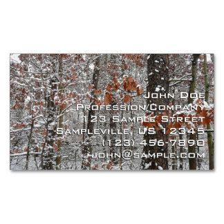Tarjeta De Visita Magnética Fotografía de naturaleza invernal de robles cubier