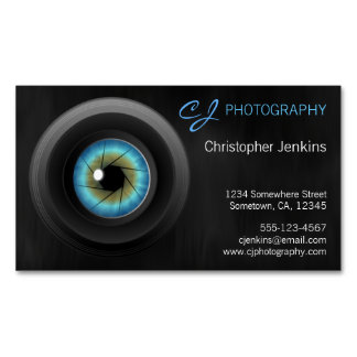 Tarjeta De Visita Magnética Fotógrafo de lentes de cámara de ojos azul