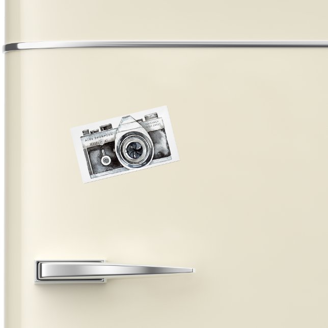 Tarjeta De Visita Magnética Fotógrafo profesional de cámara acuarela (Fridge Magnet business/profile/contact cards for photographers)