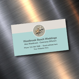 Tarjeta De Visita Magnética Funcionario de bodas de playa