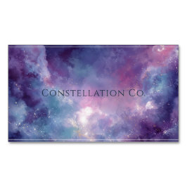 Tarjeta De Visita Magnética Galaxia Vibrante Rosa Púrpura Nebulosa Marco Blanc