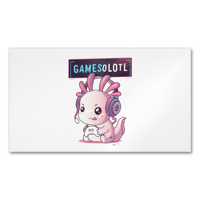 Tarjeta De Visita Magnética Gamesolotl - Axolotl Gamer (Anverso)