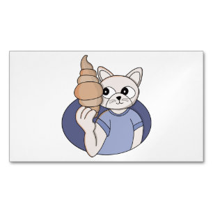 Tarjeta De Visita Magnética Gato Croissant Divertido