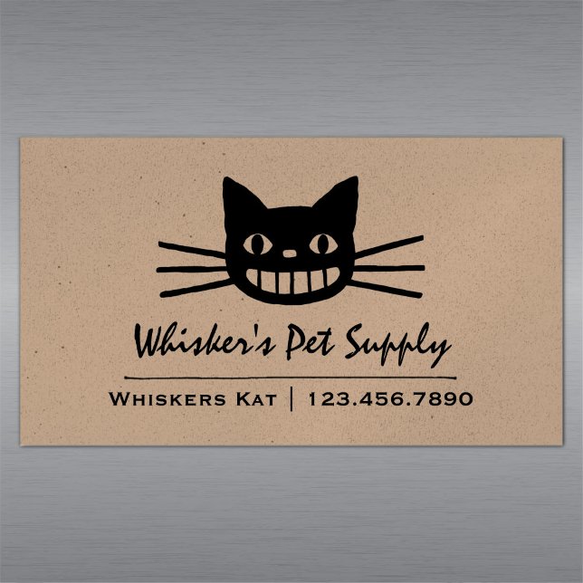 Tarjeta De Visita Magnética Gato de Cheshire con Whiskers largos | Gato negro  (Subido por el creador)