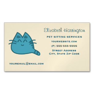 Tarjeta De Visita Magnética Gato Kitty Sonriente Rojo