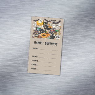 Tarjeta De Visita Magnética Gatos divertidos de Halloween en una fiesta
