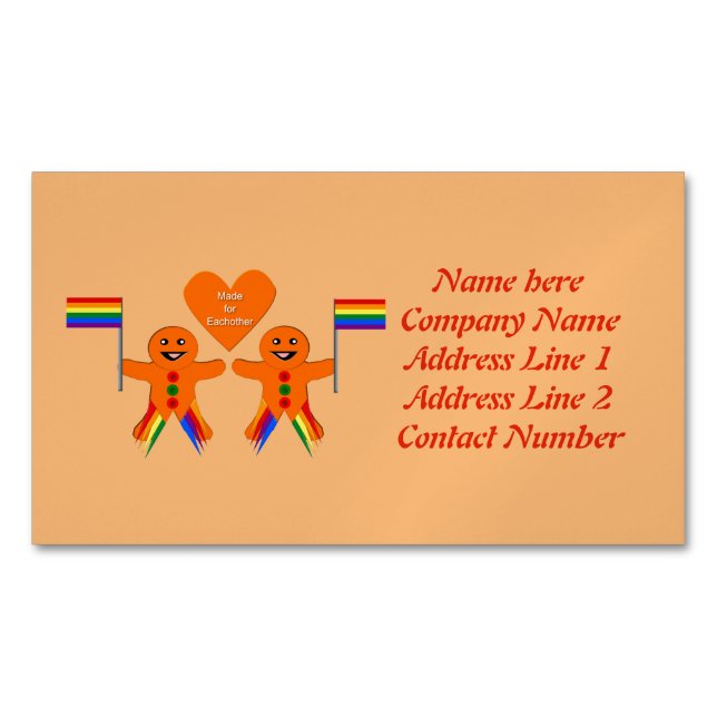 Tarjeta De Visita Magnética Gay Men Navidades Gingerbread Pareja Personalizado (Anverso)