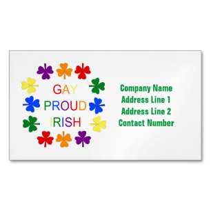 Tarjeta De Visita Magnética Gay Proud Irlandés LGBT Rainbow Shamrock