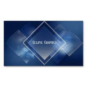 Tarjeta De Visita Magnética Geométrico Diamante Brillante Azul Cósmico Moderno