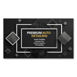 Tarjeta De Visita Magnética Geométrico moderno negro y plateado