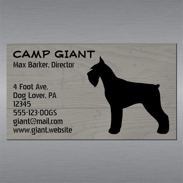 Tarjeta De Visita Magnética Giant Schnauzer Silhouette | Estilo Faux Wood (Subido por el creador)