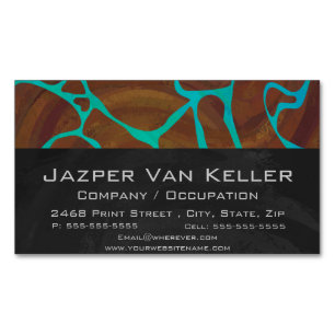 Tarjeta De Visita Magnética Giraffe Brown y la impresión Verde azulada