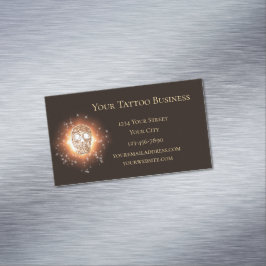 Tarjeta De Visita Magnética Girly Skull Gothic Guay Gold Purpurina Metallic