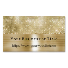 Tarjeta De Visita Magnética Glam Champagne Gold Glitzy Diamonds