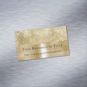 Tarjeta De Visita Magnética Glam Champagne Gold Glitzy Diamonds
