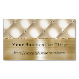 Tarjeta De Visita Magnética Glam Champagne Gold Glitzy Diamonds