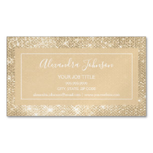 Tarjeta De Visita Magnética Glam Sparkle Gold Moderno y elegante