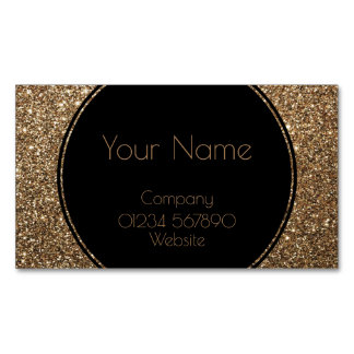 Tarjeta De Visita Magnética Glamour Gatsby clásico negro y Purpurina dorado