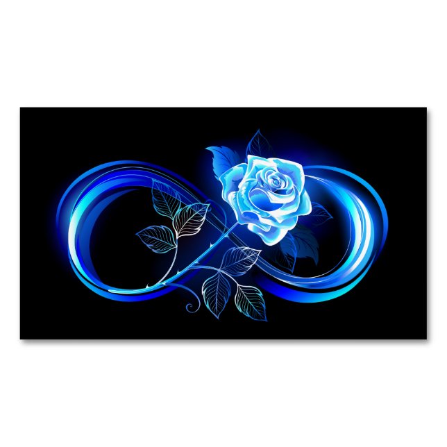 Tarjeta De Visita Magnética Glowing infinity with blue rose (Anverso)