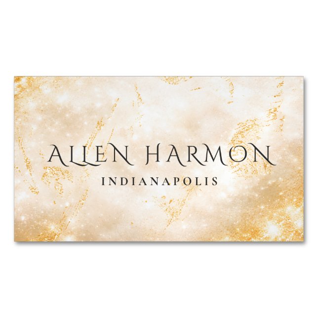 Tarjeta De Visita Magnética Gold Minimal Custom Family Name | 5-Minute Edit (Anverso)