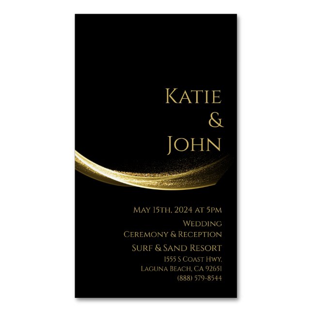 Tarjeta De Visita Magnética Golden Elegance-Boda Guardar nuestra fecha (Frente vertical)