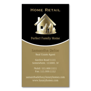 Tarjeta De Visita Magnética Golden Real Estate Agent Perfect Family Home