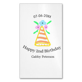 Tarjeta De Visita Magnética gorra naranja niños de 2 años retro floral brillan