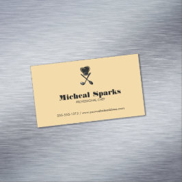 Tarjeta De Visita Magnética Gorra y beige de la silueta de las cucharas