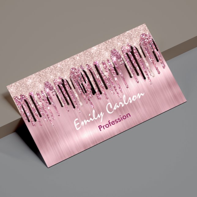 Tarjeta De Visita Magnética goteo rosado de rosa de moda (Subido por el creador)
