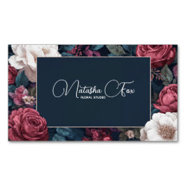 Tarjeta De Visita Magnética Gothic Moody Rose Floral Gold Frame Dark Romance