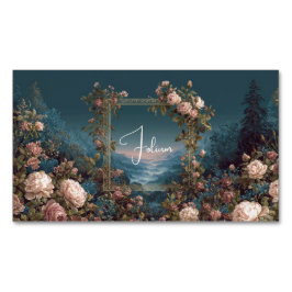 Tarjeta De Visita Magnética Gothic Moody Rose River Landscape Gold Frame