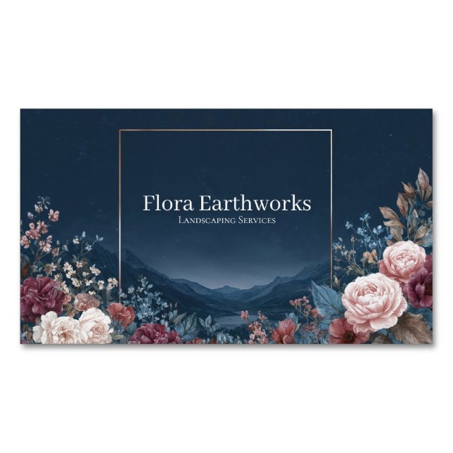 Tarjeta De Visita Magnética Gothic Rose Frame Starry Night Mountain Landscape (Anverso)
