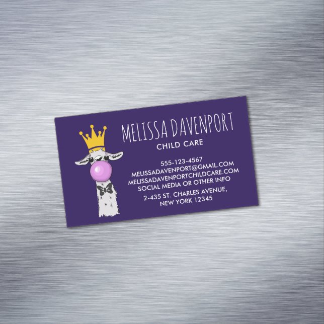 Tarjeta De Visita Magnética Gracioso Ilustracion de Llama que sopla una burbuj (In Situ)