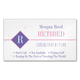 Tarjeta De Visita Magnética Gracioso retirado, mármol rosa, morado rosado y mo